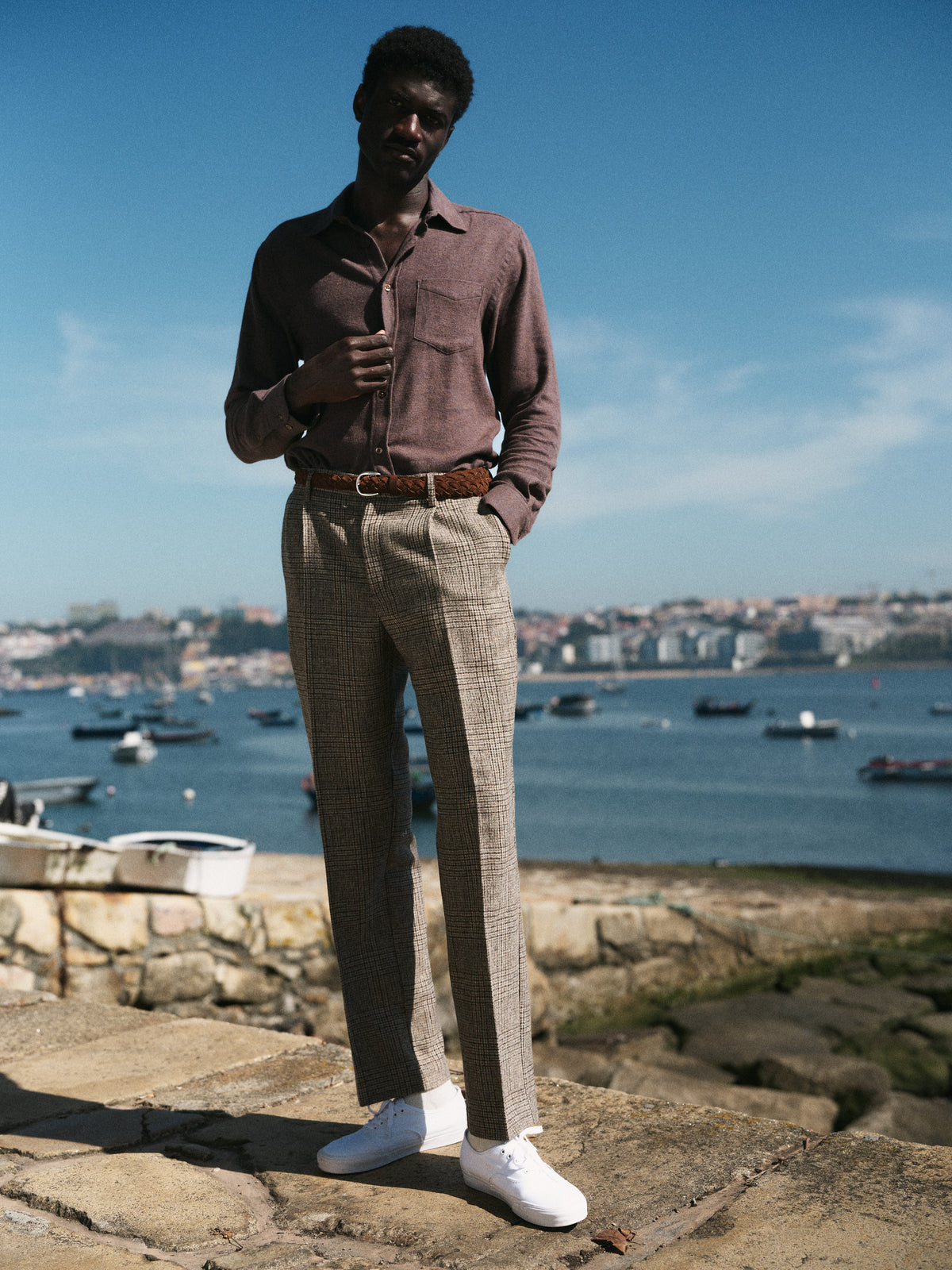 Single Pleat Trousers Prince Of Wales - Alton