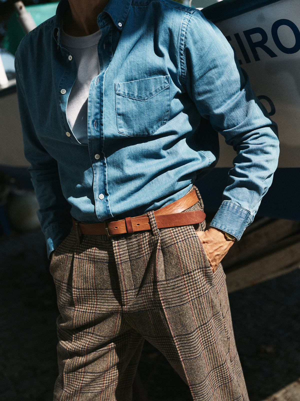 Single Pleat Trousers Prince Of Wales - Norton