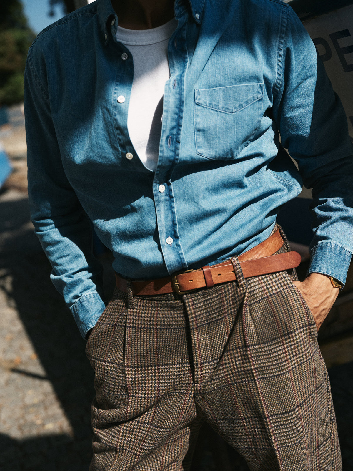Single Pleat Trousers Prince Of Wales - Norton