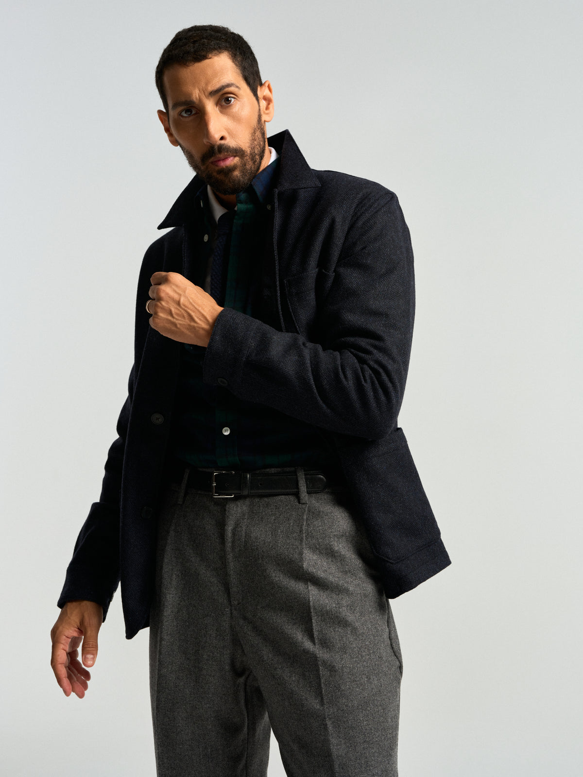 Labura Herringbone Wool - Navy