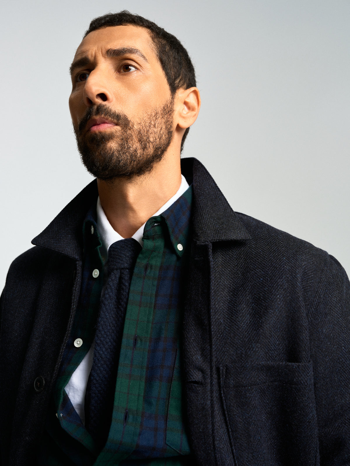 Labura Herringbone Wool - Navy