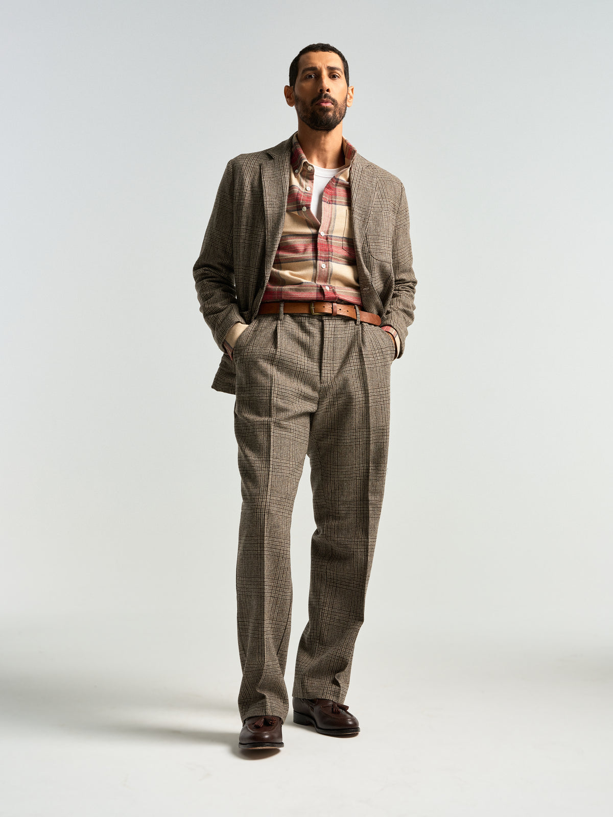 Single Pleat Trousers Prince Of Wales - Alton