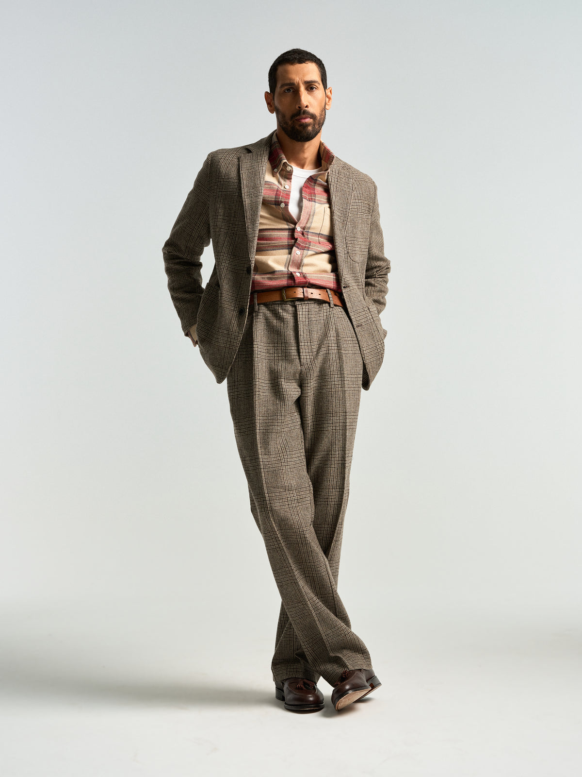 Single Pleat Trousers Prince Of Wales - Alton