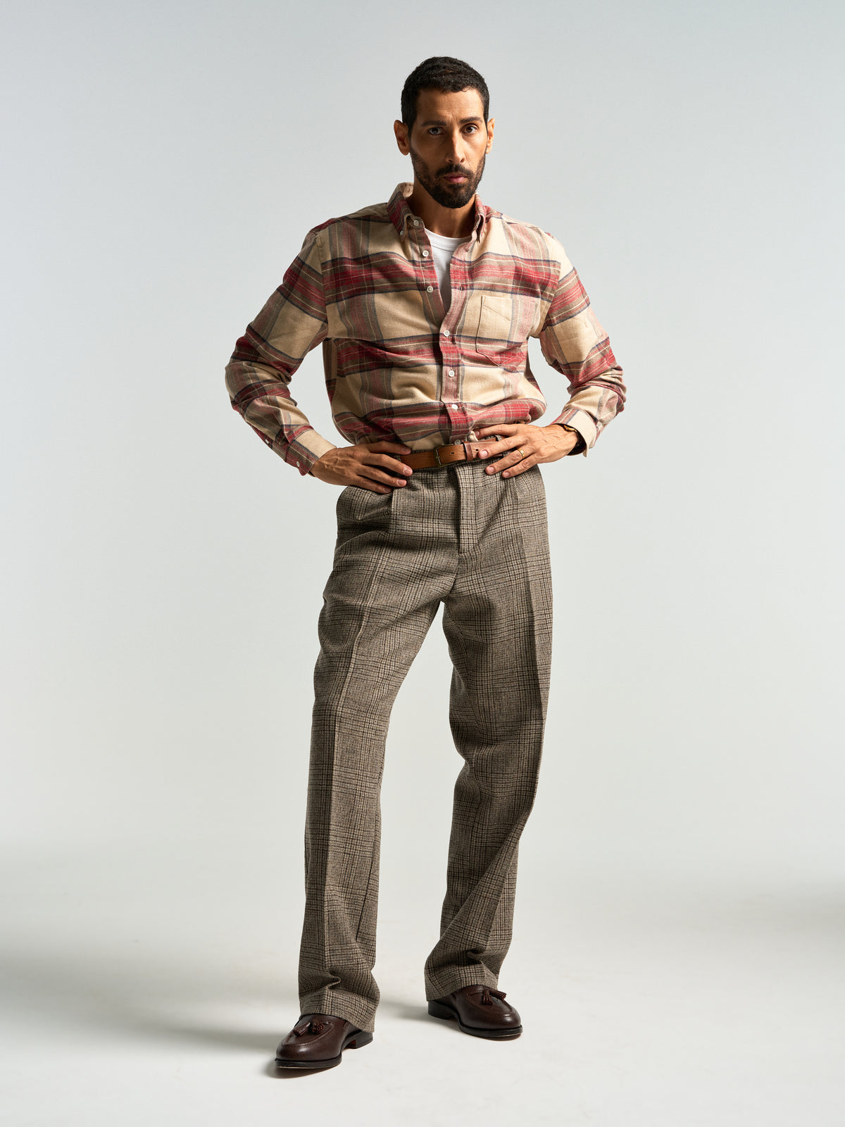 Single Pleat Trousers Prince Of Wales - Alton