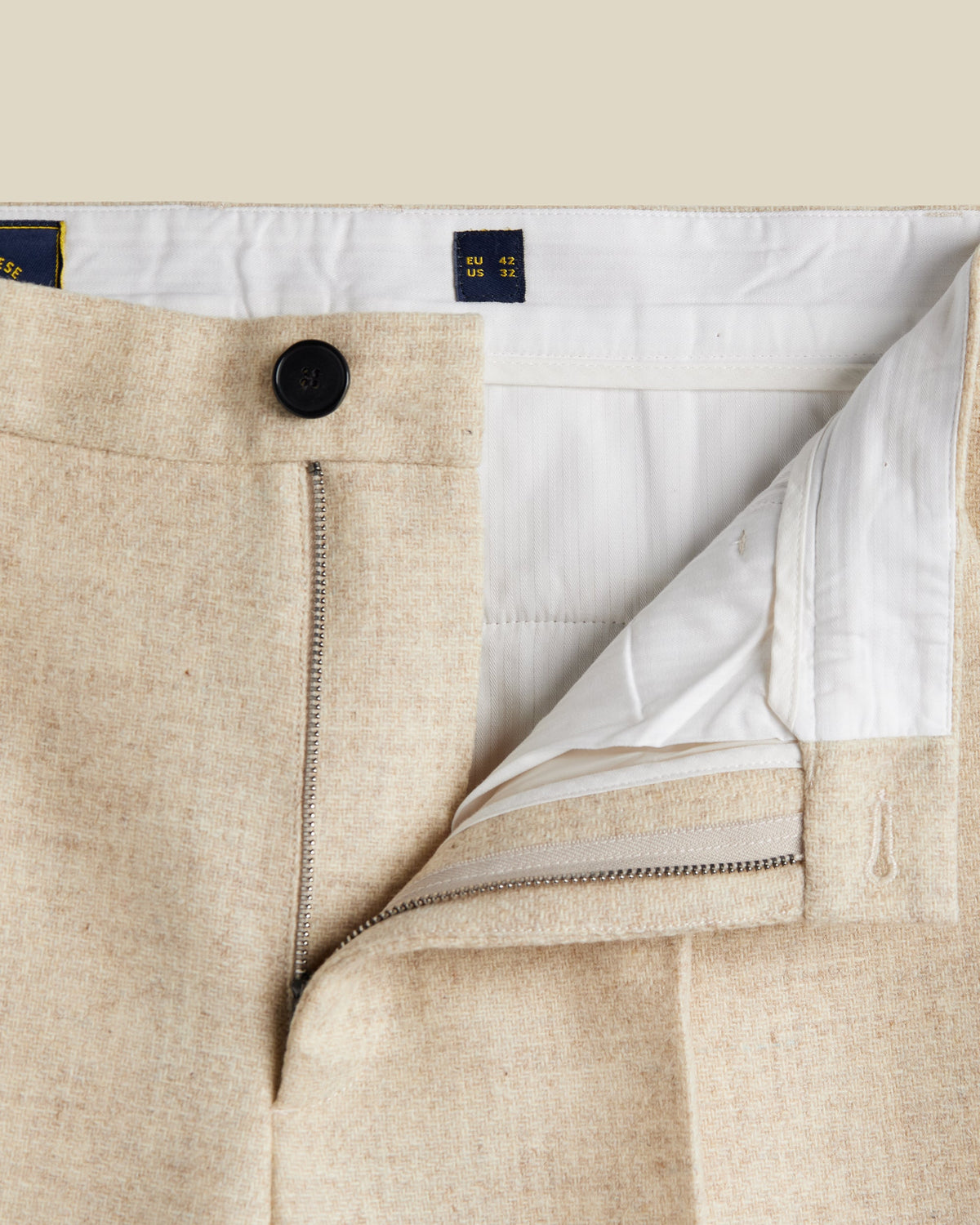 Single Pleat Trousers - Ecru