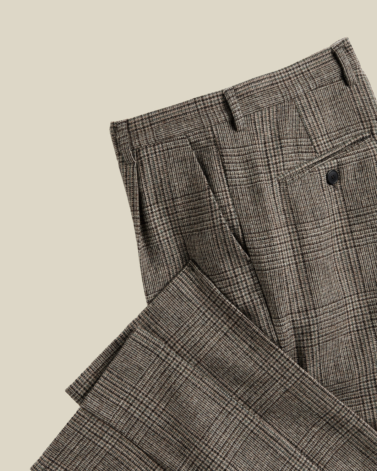 Single Pleat Trousers Prince Of Wales - Alton